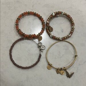 Alex and Ani purple  and Orange Bracelet with butterfly Set